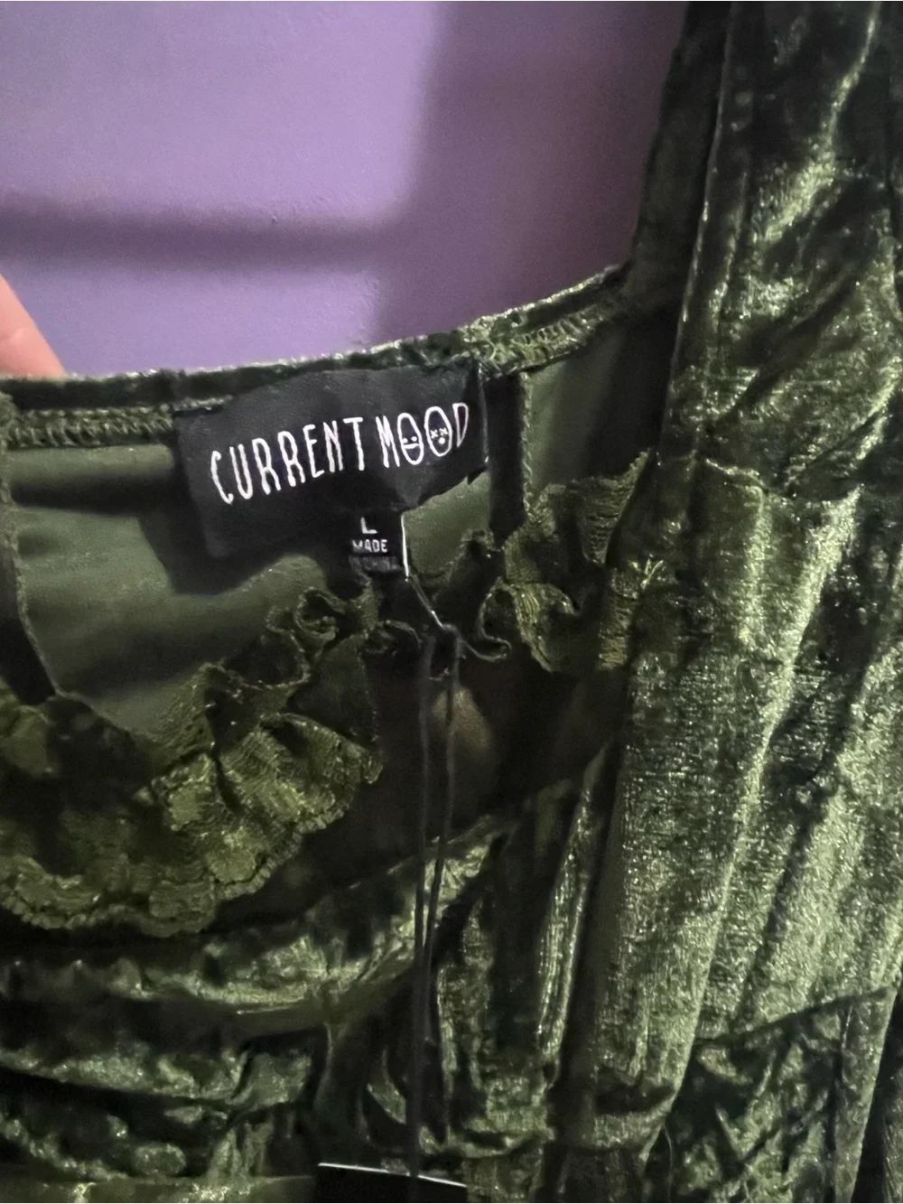 Current Mood Myths N Legends Green Velvet Mini Dress Forest Fairy, L (BNWT) - Picture 6 of 9
